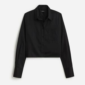 Madewell Relaxed Button Up Shirt Cropped True Black Size Small NWT